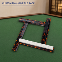 Support de Mahjong en Acrylique Personnalisé, Vente en Gros Usine, Poussoir Magnétique, Motif Écaille de Tortue, Bords Ondulés, Support de Tuiles 2-en-1