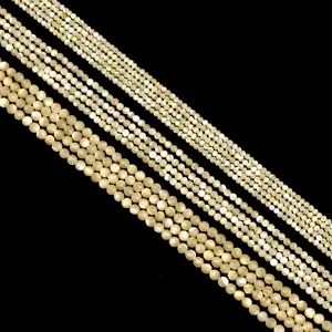Yellow Shell Hard Cutting Round Beads 2/3/4 MM New Developed Natural Gemstone Necklace Bracelet Vintage DIY Handmade