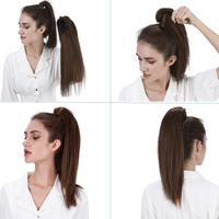Extension de queue de cheval à Clip, cheveux humains pour femmes