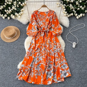 Nouvelles robes de printemps et d'automne imprimées vintage à la mode - Product Image 1