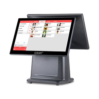 Sistema POS GSAN de 15.6 Pulgadas con Pantalla Táctil Dual, Todo en Uno, Caja Registradora con Impresora de 80 mm para Supermercado