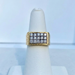 Women's SV JEWELS 18K <b>Gold</b> Plated IGI Certified <b>Cocktail</b> <b>Ring</b> Diamond Pave Setting Geometric Design Hiphop Wedding Band Gift - Product Image 1