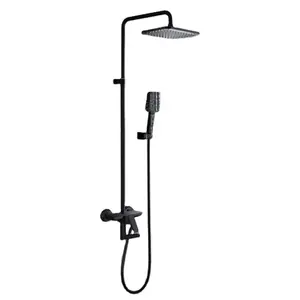 Modern High Quality Matte Black Rainfall Shower Mixer Set System Brass Shower Fixture for Five Star Hotel Bathroom