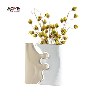 डेस्कटॉप के लिए लक्जरी स्टाइलिश आंतरिक सजावटी सहायक उपकरण सिरेमिक असामान्य फूलदान, मैट रंग नॉर्डिक फूलदान गृह सजावट - Product Image 3