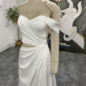 Vestido de Novia Satinado Jancember LSSG156, Vestido de Novia de Un Solo Hombro, Corte en A, Vestido de Novia Moderno para Boda <span class=keywords><strong>Civil</strong></span> - Product Image 6