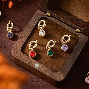 Pendentif plaqué or de style simple et transfrontalier Douze pierres de naissance Design de luxe avec collier de chaînes de mode Palm Moon <span class=keywords><strong>Tai</strong></span> - Product Image 2