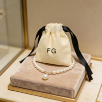 Pochette en toile de coton naturel avec cordon de serrage, logo personnalisé en sérigraphie, pour emballer des bijoux