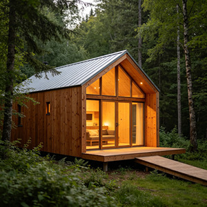 ปรับแต่งได้ 18 ㎡   บ้านไม้ซุงสำเร็จรูป 1 ห้องนอน 1 ห้องน้ำ โครงสร้างไม้ บ้านหลังเล็ก - Product Image 1