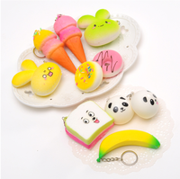 Forme De nourriture Kawaii Squishy Animaux Jouet De Bijoux porte-clés Sac Charme Pendentif, Crème glacée banane Beignet pain grillé Simulation porte-clés