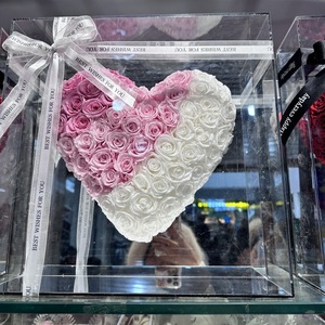 Rose éternelle préservée, faite à la main, en forme de cœur, miroir transparent en acrylique, décoration d'intérieur, cadeau pour la Saint-Valentin, longue durée, 3-5 ans - Product Image 2