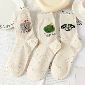 Women Crew <b>Socks</b> Cotton Blend Breathable Sweat Absorbing Cartoon Dot Pattern Mid Calf <b>Socks</b> For Spring Autumn <b>Winter</b> - Product Image 4