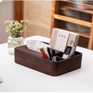 Wooden Desktop Organizer Rectangle Multi Functional Office <b>Pen</b> Holder Storage <b>Box</b> Tissue <b>Box</b> For Desk Use - Product Image 1