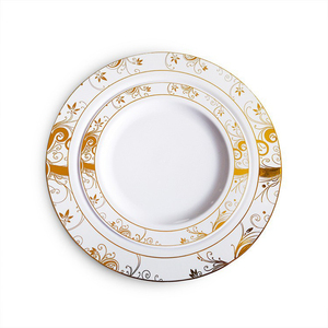 7.5/10.25 นิ้วจานอาหารค่ําพลาสติกแบบใช้แล้วทิ้งชุดจานลูกไม้สีทอง PS Rose Gold จานอาหารค่ํา - Product Image 3