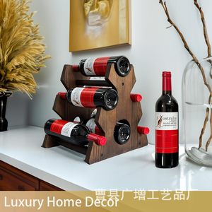 ชั้นวางไวน์ไม้เนื้อแข็ง ความจุ 6 ขวด ชั้นวางโชว์ตกแต่งสไตล์บ้านไร่ - Product Image 3