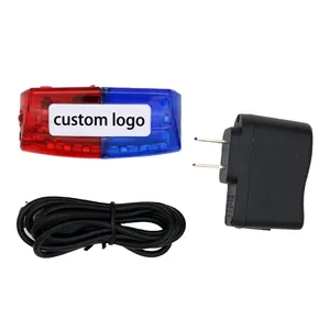 Backside Clip Fixing Red Blue Flashing Strobe Led Safety Lamp Shoulder Warning Light For USB Charging Cable