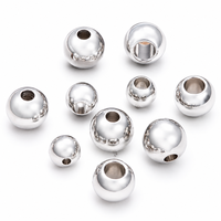 Perles rondes traversantes en acier inoxydable, accessoires de bijouterie, usine de traitement sur mesure, électroplaqué, métal en vrac