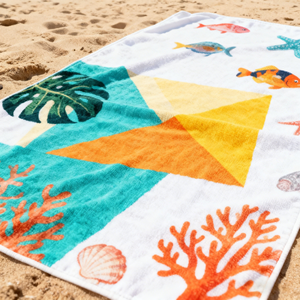 Serviette de plage, de piscine et de yoga en coton épais de haute qualité, design soleil personnalisé, 100% coton, taille personnalisée - Product Image 3
