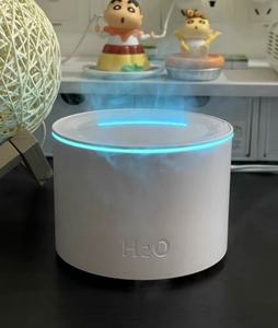 160ml Round Flame <b>Aroma</b> <b>Diffuser</b> Wood Grain Cracked Surface Automatic Mist Humidifier for Household Use - Product Image 2