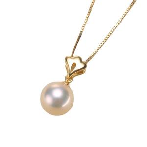 Pendentif en argent S925, collier DIY pour femme avec support vide, fleurs de ginkgo et perles de 8 à 11 mm, accessoires élégants en perles - Product Image 3