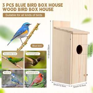 Nichoir en bois naturel de forme rectangulaire, boîte à nids en bois massif pour oiseaux, utilisation suspendue dans le jardin ou la cour, fabriqué au Shandong - Product Image 4