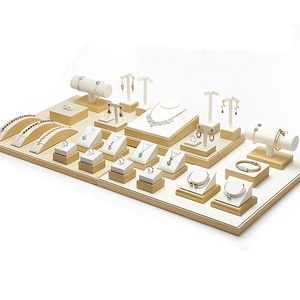 Digu màu be PU da đồ trang sức container sáng tạo cửa sổ hiển thị đạo cụ cho vòng Mặt dây chuyền cho trang sức giá hiển thị bộ - Product Image 6