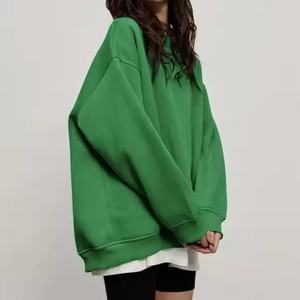 Sweat-shirt oversize en molleton et en tissu éponge pour femme avec logo personnalisé de haute qualité, broderie et impression, épaules tombantes, sweat-shirt à capuche pour femme - Product Image 2