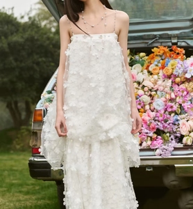 Abito da sposa da <span class=keywords><strong>donna</strong></span> con spalline sottili, lunghezza midi, ricamato, antistatico, leggero, per ricevimenti e banchetti - Product Image 1