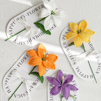 Muttertag Handgemachter Gestrickter Künstlicher Lilienstrauß Garnbestickte Trockenblumen Innendekoration Tischdekoration Erntedankfest Weihnachten
