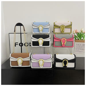 2025 nouvelle mode rétro épissage sac à bandoulière Collision couleur Sac De luxe femmes épaule bandoulière chaîne petit sac carré - Product Image 6