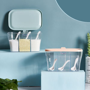 <b>Household</b> Integrated Combination Seasoning Box with Multi-Grid and Spoon Plastic Multi-Grid Seasoning Box - Product Image 3