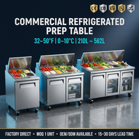 Table de préparation réfrigérée commerciale UL en acier inoxydable avec planche à découper et bacs GN pour salade et sandwichs