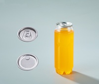 Vente en gros de canettes transparentes en PET pour boissons de 330 ml, 500 ml et 650 ml avec couvercle à clapet en aluminium et impression de logo disponible