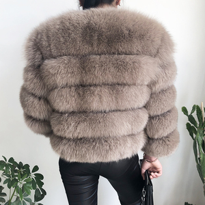 Veste Courte en Fourrure Naturelle de Renard de Luxe Grande Taille pour <span class=keywords><strong>Femme</strong></span> Hiver, Vente en Gros - Product Image 4