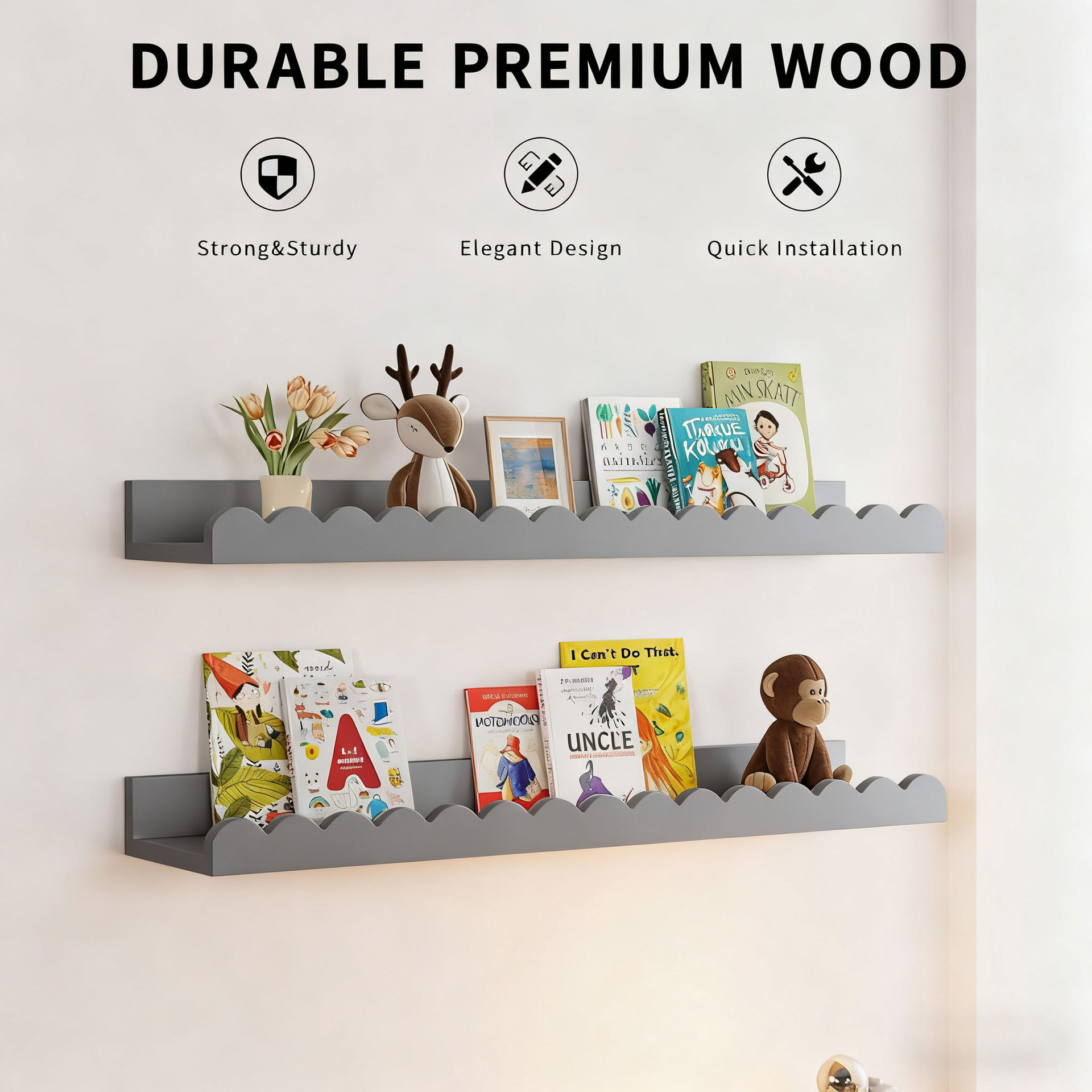 Gray wavy partition [two-pack]