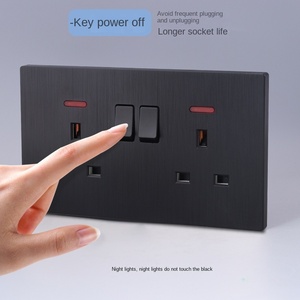 เต้ารับสวิตช์ติดผนังแบบสามรูเต้ารับแบบอังกฤษมีสวิตช์แบบฝ้าสีเทา - Product Image 5