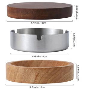 Wooden <strong>Ashtray</strong> with Stainless Steel Windproof Liner Durable Easy Clean Indoor/Outdoor Use <strong>Cool</strong> <strong>Ashtrays</strong> for Patio Office Home - Product Image 5