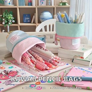 Estuches Creativos Kawaii para Lápices, Material de Lona con Cierre de Cremallera, Tamaño 9*18.2cm, 4 Colores para Escuelas y Oficinas - Product Image 2