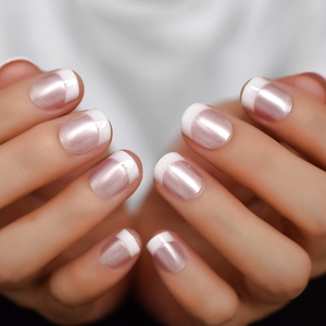 Appuyez sur les ongles de longueur moyenne en forme de carré pour les vacances conception multiple bâton brillant sur <span class=keywords><strong>faux</strong></span> ongles ensemble ongles acryliques courts - Product Image 2