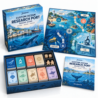 Jinayon Custom OCEAN RESEARCH PORT Jeu de société éducatif sur la durabilité en carton, boîte rigide magnétique de style livre, pour facilitateur