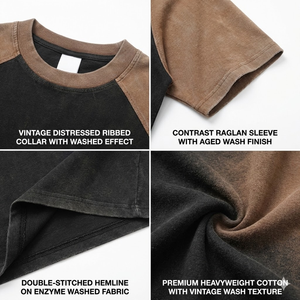 Summer low price Oversized Vintage <b>T</b>-<b>shirt</b> Men Heavyweight 280 Gsm 100% Cotton Acid Wash <b>Raglan</b> Sleeve O-Neck <b>t</b> <b>shirt</b> TKAN908D - Product Image 2