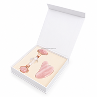 Coffret cadeau Kexin personnalisé de luxe en quartz rose Gua Sha et rouleau de jade avec fermeture magnétique