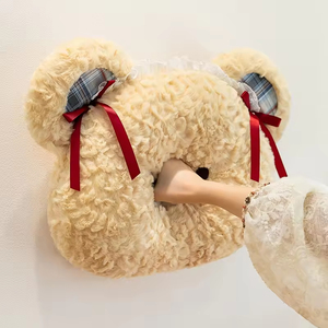 Coussin en peluche tête d'ours 30x40cm, matériau doux et mignon, jouet en peluche, poupée compagnon, cadeau, vente en gros - Product Image 6