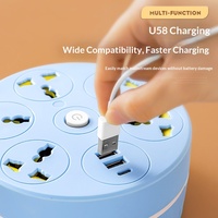 Multiprise filaire US/UE avec 2 ports USB-A et 1 port USB-C, plateau de rangement USB, rallonge avec interrupteur et prises multi-normes pour usage domestique