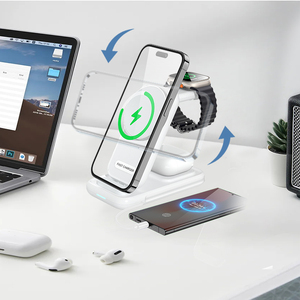 2025 nuevo cargador inalámbrico magnético inteligente de escritorio 4 en 1, cargador de auriculares para reloj inteligente, cargador inalámbrico portátil plegable - Product Image 5