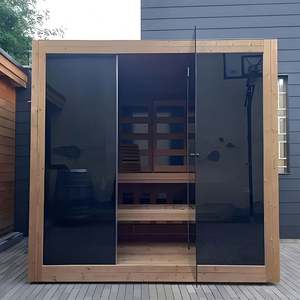 Sala de sauna moderna cuadrada de madera maciza Hemlock-Sauna eléctrica para Villa al aire libre para 4 personas con capacidad personalizable - Product Image 3