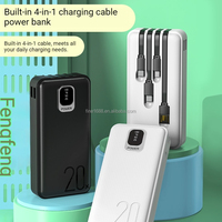 Banco de Energía Portátil de 20000mAh con Pantalla LED, Cable Integrado y Doble USB Tipo-C, Directo de Fábrica OEM/ODM