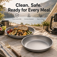 Assiette de camping GR1 en titane pur 15-19cm ultralégère portable pour pique-nique en plein air, randonnée, OEM personnalisé