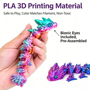 Figurine de dragon en plastique PLA imprimée en 3D avec yeux simulés et articulations mobiles, décoration de bureau, jouet anti-stress pour l'anxiété, le TDAH, la maison et le bureau - Product Image 5
