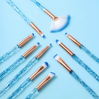 Ensemble de pinceaux de maquillage en cristal brillant portable de 10 pièces, ensemble de pinceaux de maquillage professionnels en poils synthétiques transparents