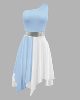 Robe de danse sans manches Ecowalson, color block, avec feuille d'or, pour femmes, costume de culte et de louange